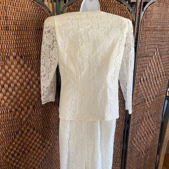 Size XS-S//Vintage 90s Spaghetti Strap Lace Wedding Dress - Picture 7 of 9